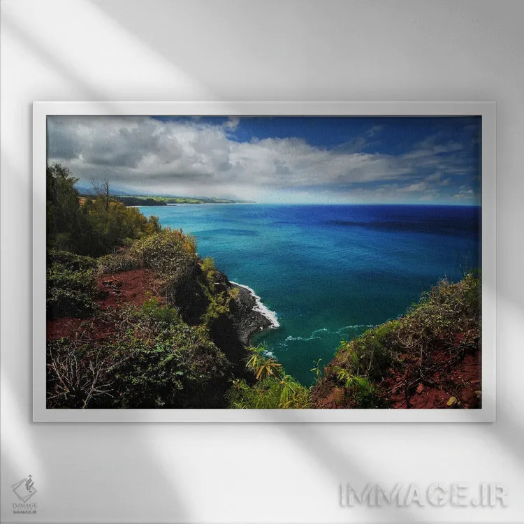 تابلو ساحل شمالی کائوآئی اثر بنجامین پاجت - نمای قابدار سفید