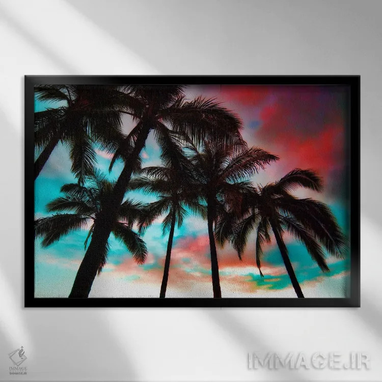 تابلو منظرهٔ آسمان وایکیکی اثر بنجامین پاجت - نمای قابدار مشکی