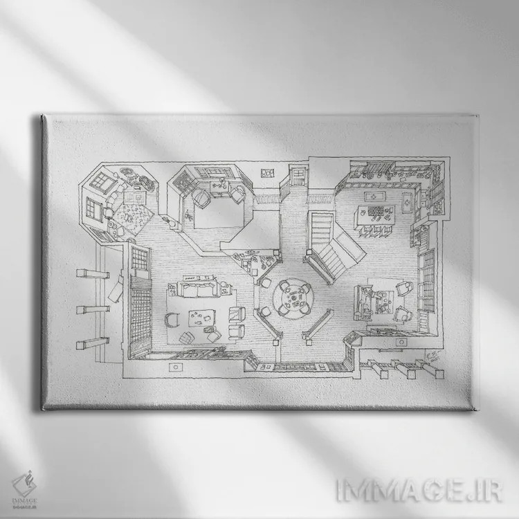 تابلو خانه ساحلی گریس و فرانکی اثر بیکِیآرتکت (استودیو هنر و معماری) - نمای روبهرو روی دیوار