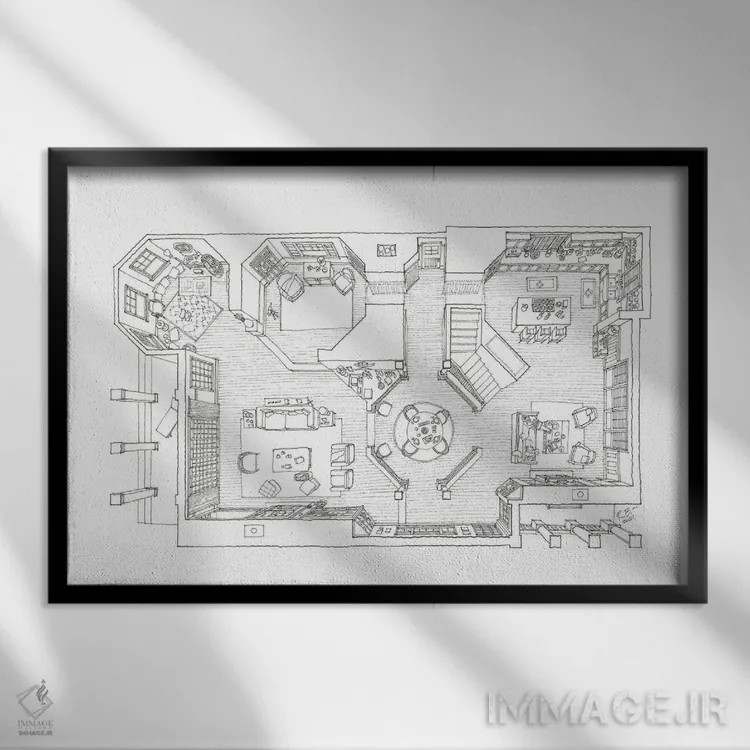 تابلو خانه ساحلی گریس و فرانکی اثر بیکِیآرتکت (استودیو هنر و معماری) - نمای قابدار مشکی