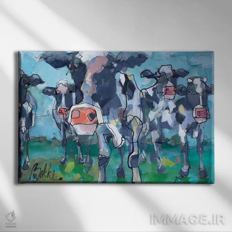 تابلو گاوها اثر ماریکه بکه - نمای روبهرو روی دیوار