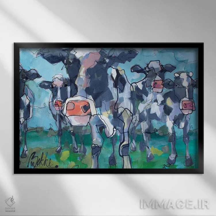 تابلو گاوها اثر ماریکه بکه - نمای قابدار مشکی