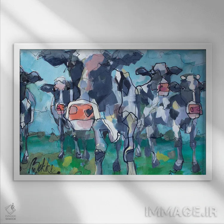 تابلو گاوها اثر ماریکه بکه - نمای قابدار سفید