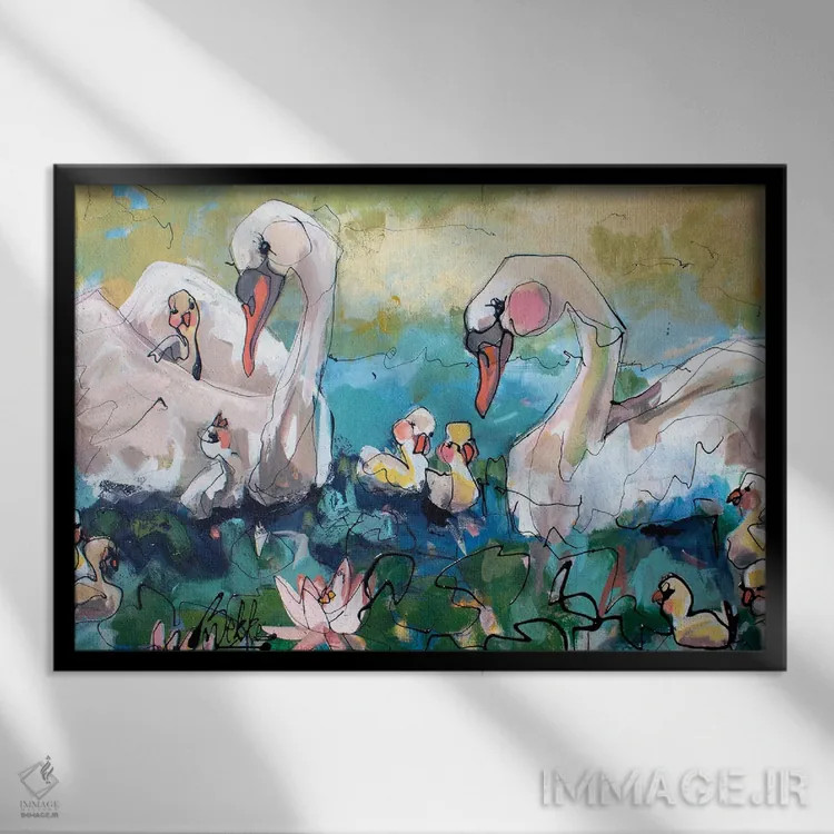 تابلو روز خانواده اثر ماریکه بکه - نمای قابدار مشکی