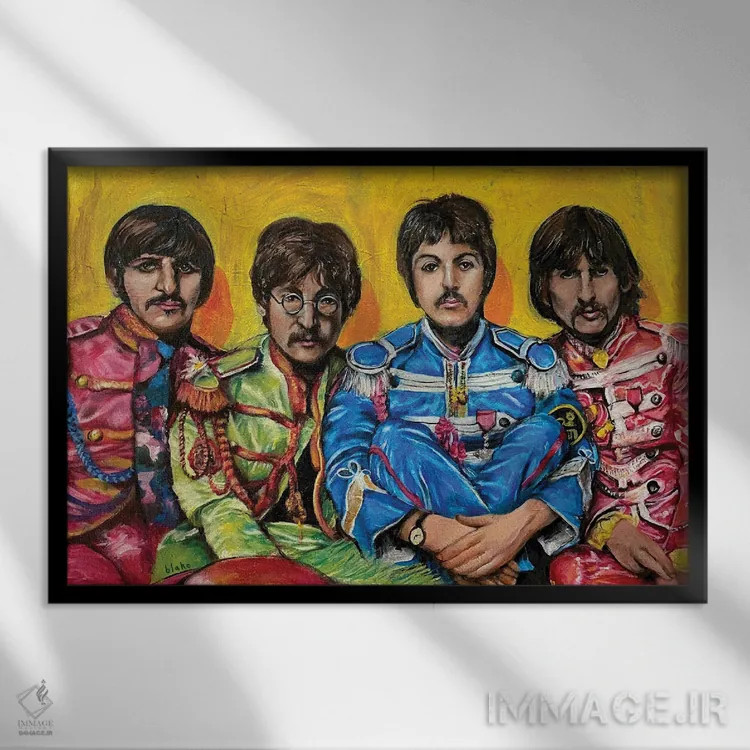 تابلو بیتلز (گروه موسیقی) اثر بلیک مانچ - نمای قابدار مشکی