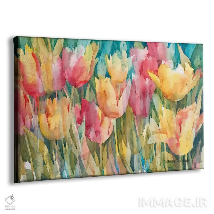 تابلو لالههای پاستلی اثر آنلاین بوکنکمپ - نمای پرسپکتیو محصول