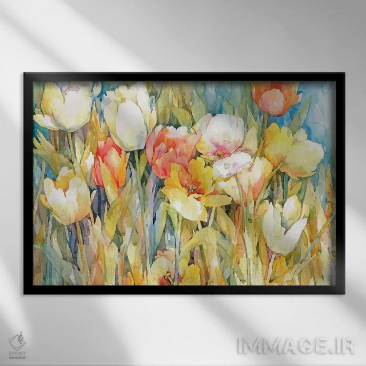تابلو تیم لالهها اثر آنلاین بوکنکمپ - نمای قابدار مشکی