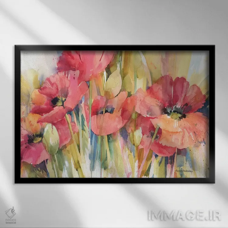 تابلو مو قرمزها اثر آنلاین بوکنکمپ - نمای قابدار مشکی