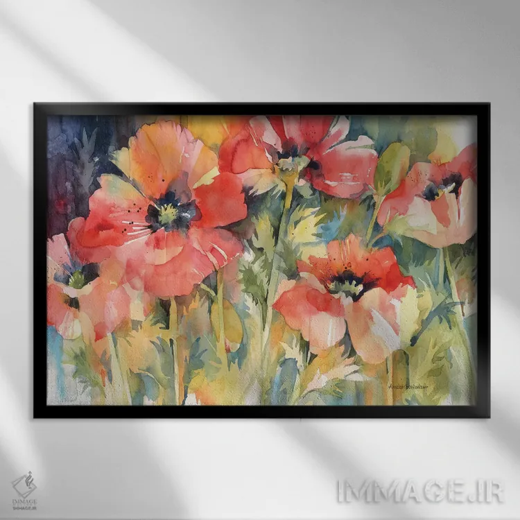 تابلو آتشبازی باغچه اثر آنلاین بوکنکمپ - نمای قابدار مشکی