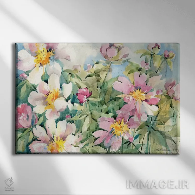تابلو پالت گلهای صدتومانی اثر آنلاین بوکنکمپ - نمای روبهرو روی دیوار