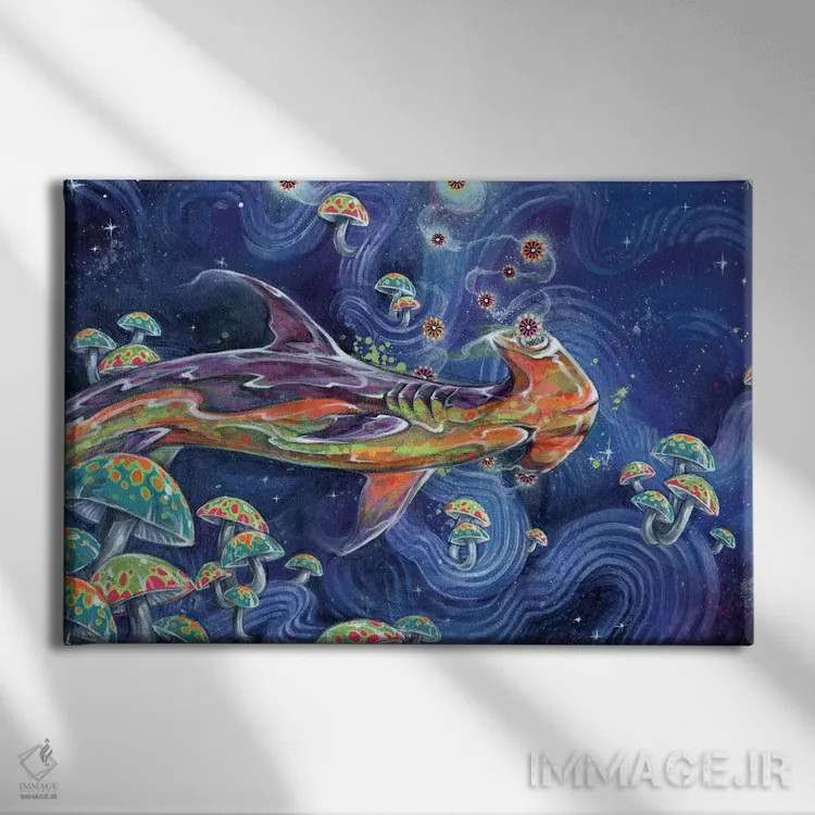 تابلو چای کوسه اثر آرت برادران اسوارتز (استودیوی هنری) - نمای روبهرو روی دیوار