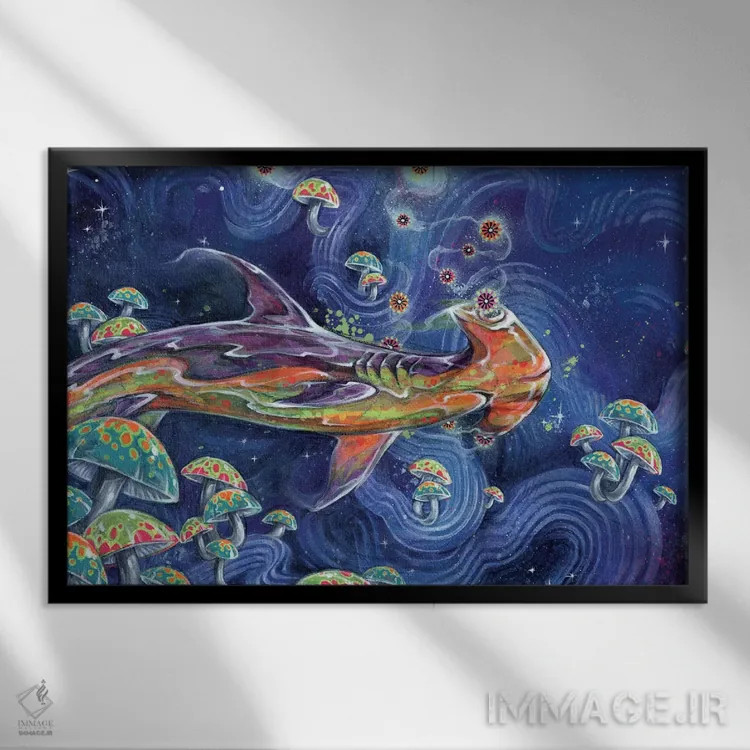 تابلو چای کوسه اثر آرت برادران اسوارتز (استودیوی هنری) - نمای قابدار مشکی