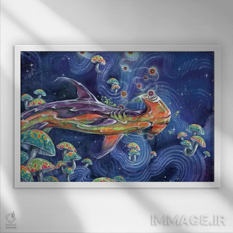 تابلو چای کوسه اثر آرت برادران اسوارتز (استودیوی هنری) - نمای قابدار سفید