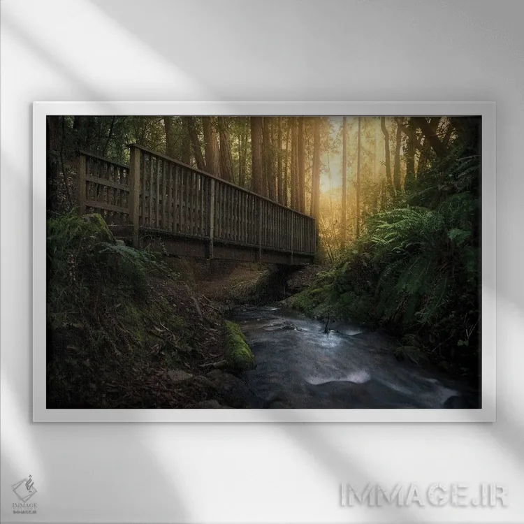 تابلو آبشار پلهای اثر استیو برکلی - نمای قابدار سفید