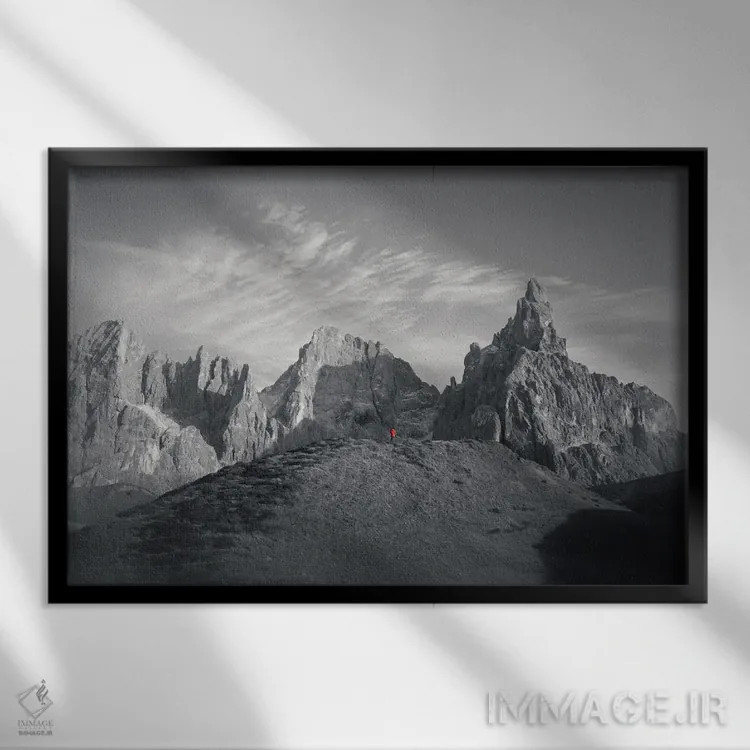 تابلو کوه سیمن دلا پالا (سیاه و سفید) اثر استیو برکلی - نمای قابدار مشکی