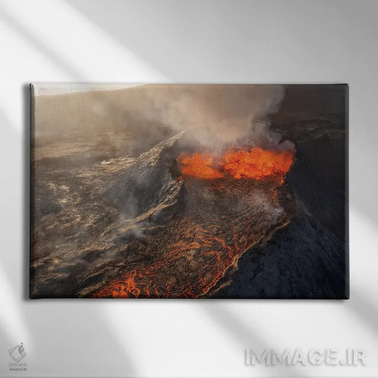 تابلو فاگرادالسفیال (آتشفشان ایسلند) اثر استیو برکلی - نمای روبهرو روی دیوار