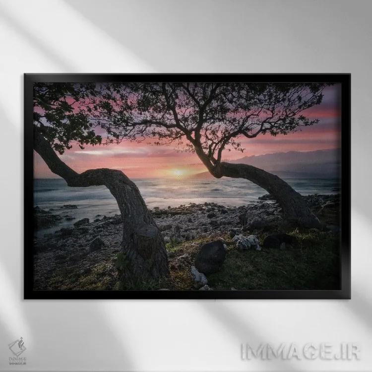 تابلو غروب مائوئی اثر استیو برکلی - نمای قابدار مشکی