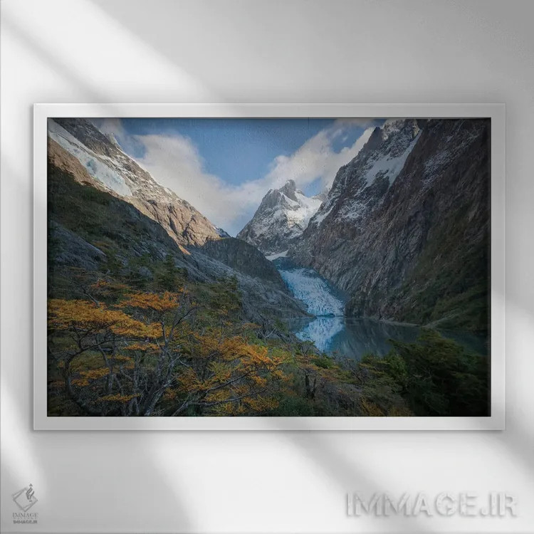 تابلو پاییز پاتاگونیا اثر استیو برکلی - نمای قابدار سفید