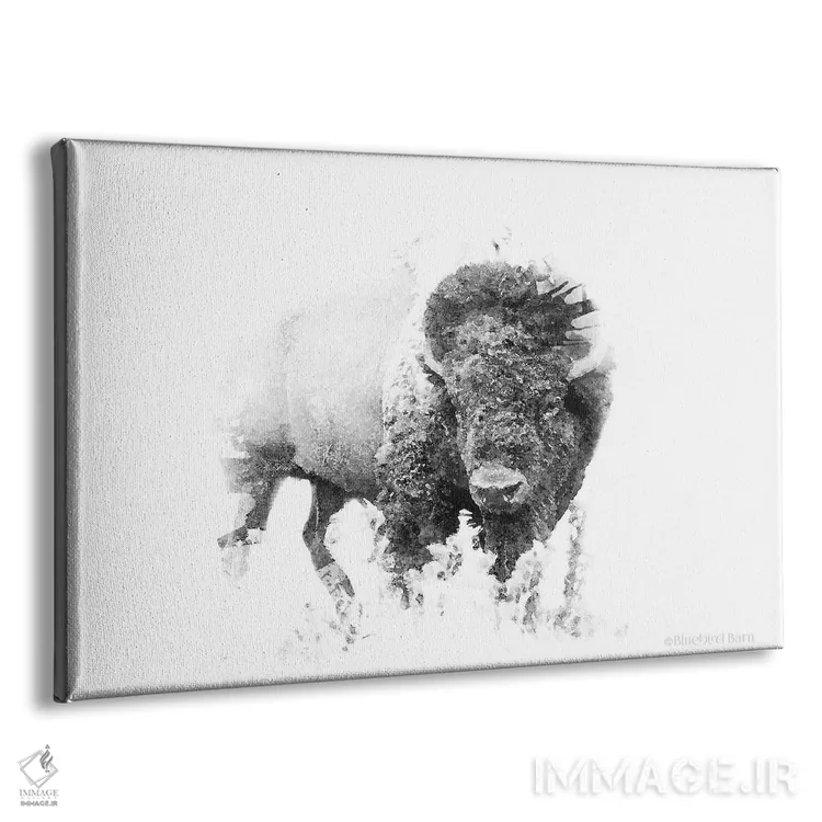 تابلو گاومیش مینیمال برجسته اثر بلوبرد بارن (استودیوی هنری) - نمای پرسپکتیو محصول