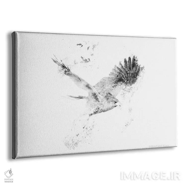 تابلو شاهین مینیمال با بالهای گسترده اثر بلوبرد بارن (استودیوی هنری) - نمای پرسپکتیو محصول