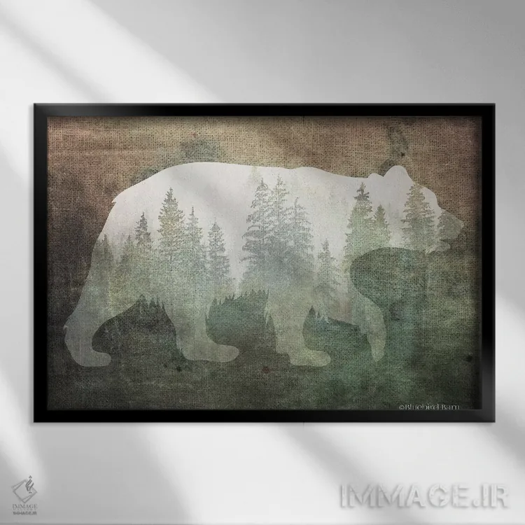 تابلو سایهخرس در جنگل سبز اثر بلوبرد بارن (استودیوی هنری) - نمای قابدار مشکی