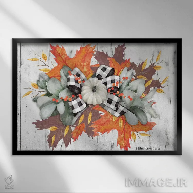 تابلو کدو تنبل سفید زینتی اثر بلوبرد بارن (استودیوی هنری) - نمای قابدار مشکی