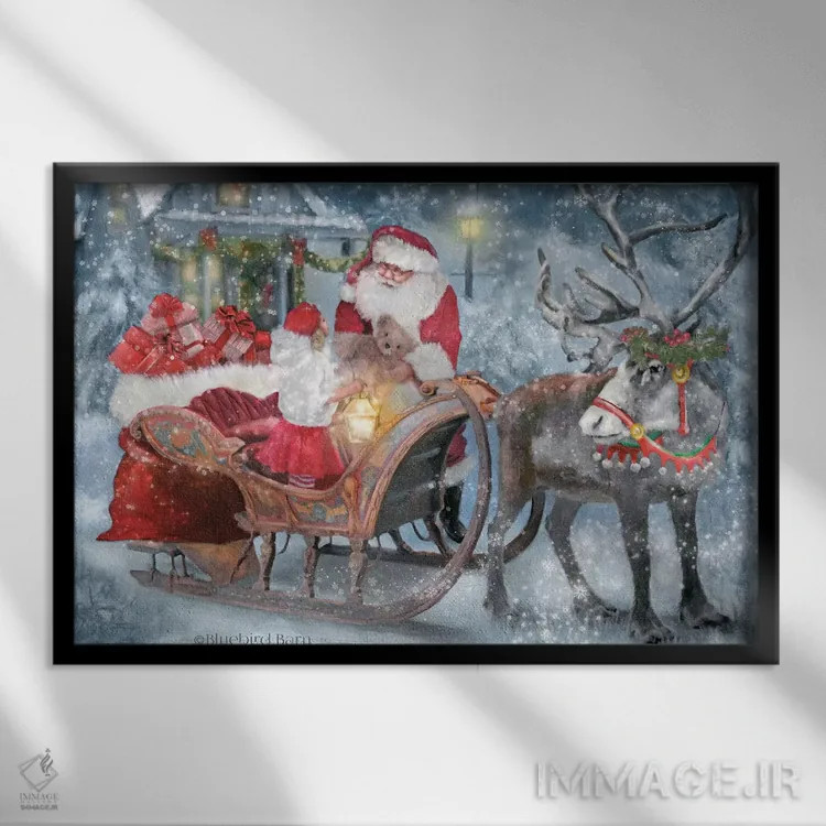 تابلو دستیار کوچک بابانوئل اثر بلوبرد بارن (استودیوی هنری) - نمای قابدار مشکی