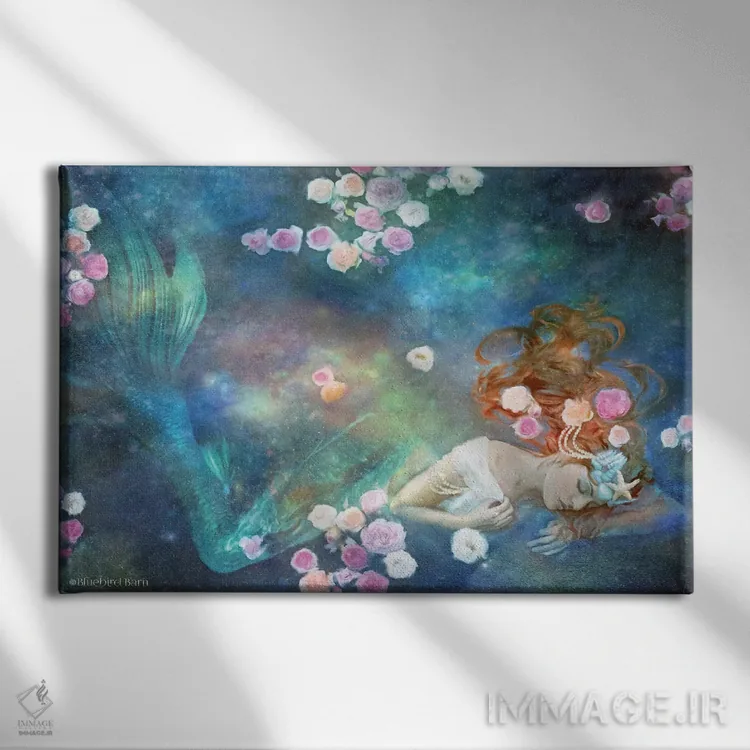 تابلو پری دریایی زیبای خفته اثر بلوبرد بارن (استودیوی هنری) - نمای روبهرو روی دیوار