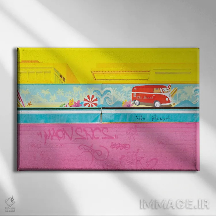 تابلو ساحل گرافیتی اثر بلی - نمای روبهرو روی دیوار