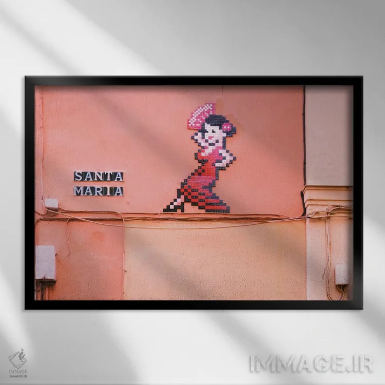 تابلو ماریا در حال رقص فلامنکو است اثر بلی - نمای قابدار مشکی