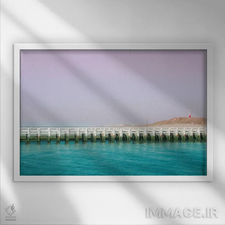 تابلو اسکلهٔ دریای شمال اثر بلی - نمای قابدار سفید