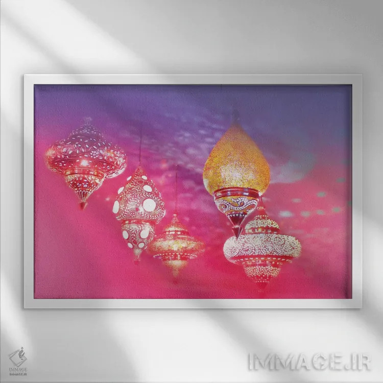 تابلو نورهای جادویی شرقی و عشق اثر بلی - نمای قابدار سفید