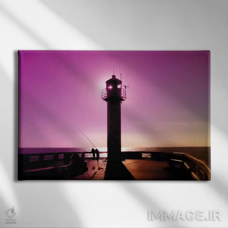 تابلو رمانس هنگام غروب زیر فانوس دریایی اثر بلی - نمای روبهرو روی دیوار