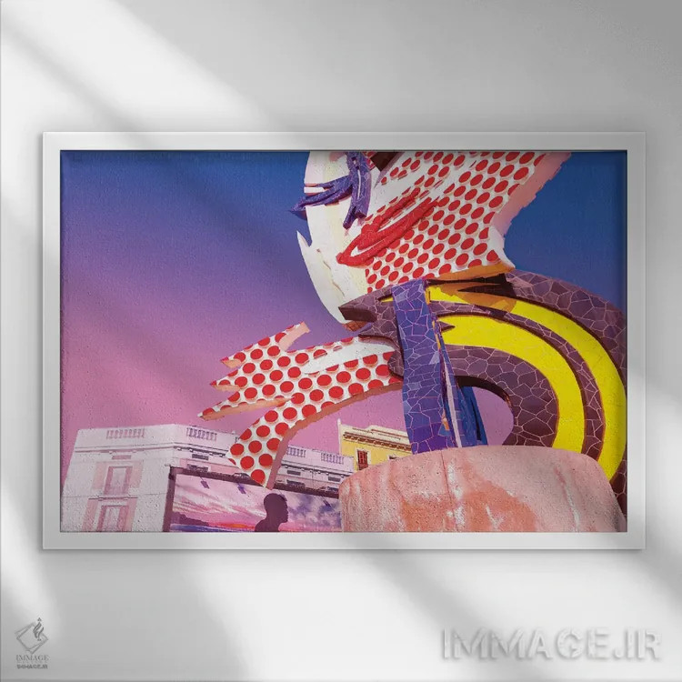 تابلو شهر پاپآرت بارسلونا (اسپانیا) اثر بلی - نمای قابدار سفید