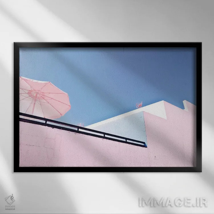 تابلو خورشید و آسمان اثر بلی - نمای قابدار مشکی