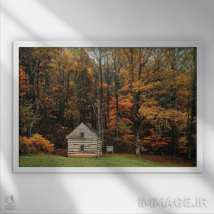 تابلو کلبهٔ تنها اثر جان بیلوس - نمای قابدار سفید