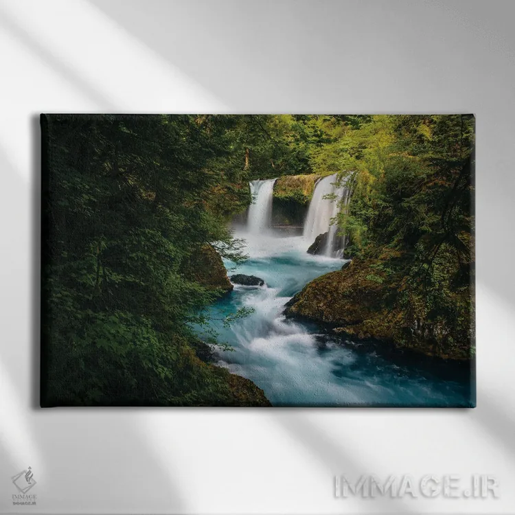 تابلو Little White Salmon River,آبشار اسپیریت، رودخانه لیتل وایت سالمون اثر جان بیلوس - نمای روبهرو روی دیوار