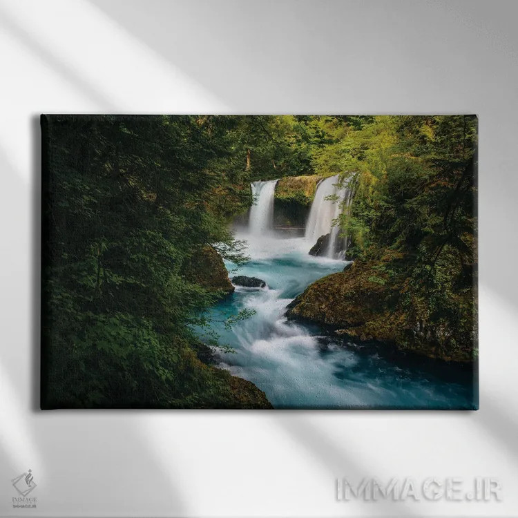 تابلو Little White Salmon River,آبشار اسپیریت، رودخانه لیتل وایت سالمون اثر جان بیلوس - نمای روبهرو روی دیوار