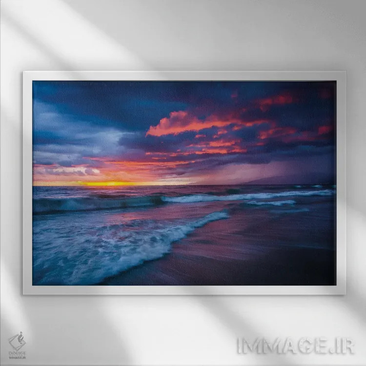 تابلو ونیز طوفانی اثر جان بیلوس - نمای قابدار سفید