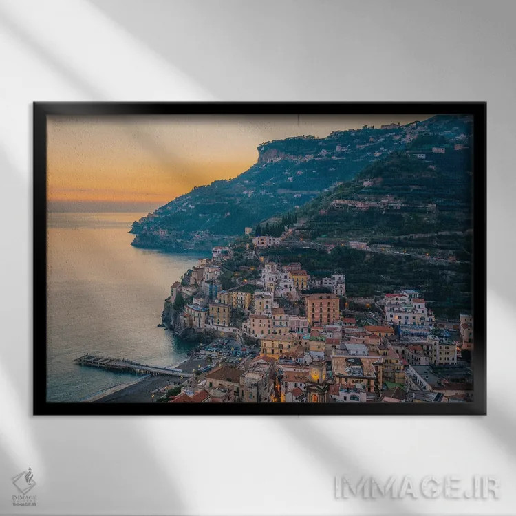 تابلو غروب بر فراز مینوری اثر جان بیلوس - نمای قابدار مشکی