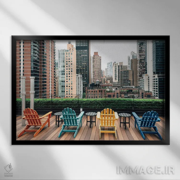 تابلو بنشینید I اثر جان بیلوس - نمای قابدار مشکی