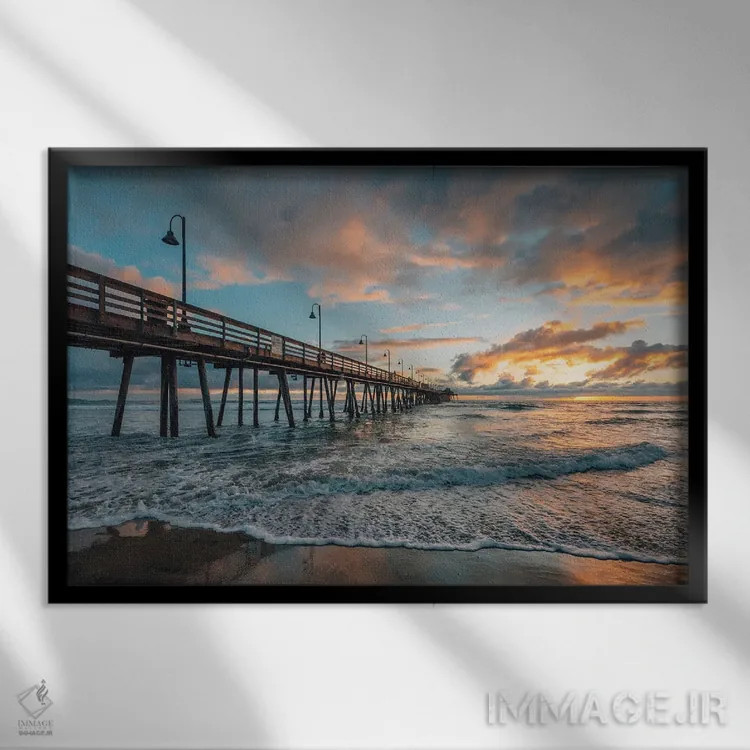 تابلو Imperial Beach I,غروب، ساحل امپریال I اثر جان بیلوس - نمای قابدار مشکی