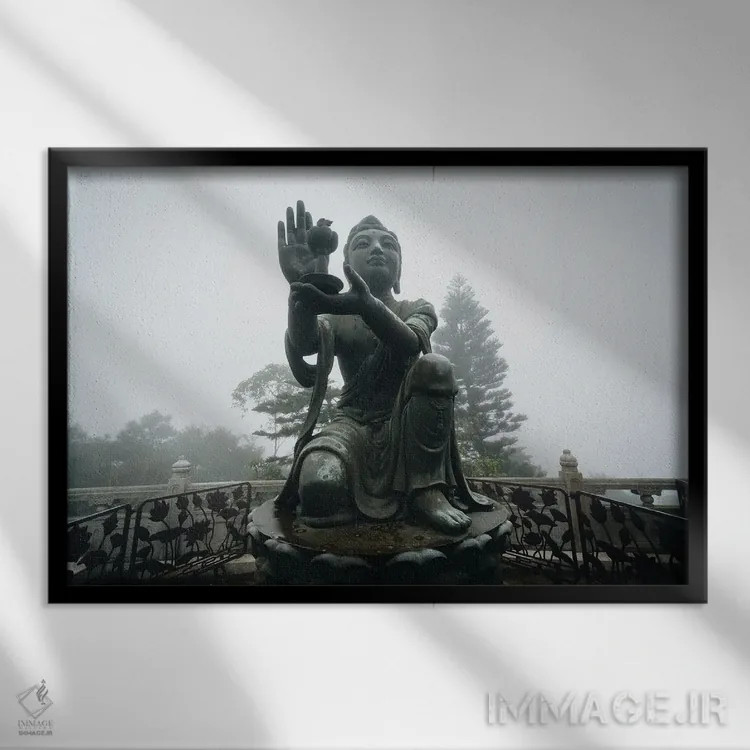 تابلو بودای بزرگ اثر جان بیلوس - نمای قابدار مشکی