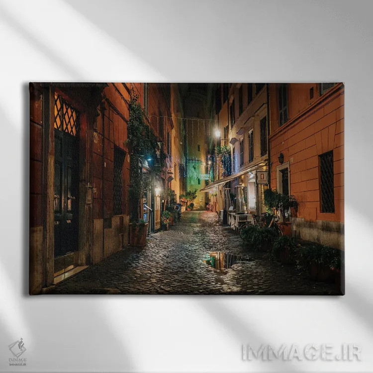 تابلو کوچه اسکاوولینو I (رم) اثر جان بیلوس - نمای روبهرو روی دیوار