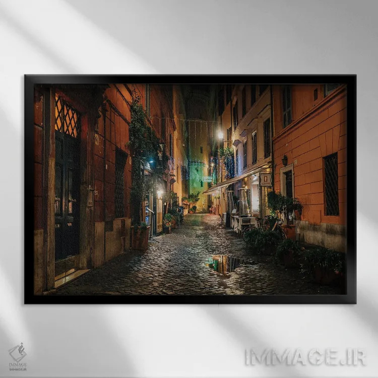 تابلو کوچه اسکاوولینو I (رم) اثر جان بیلوس - نمای قابدار مشکی