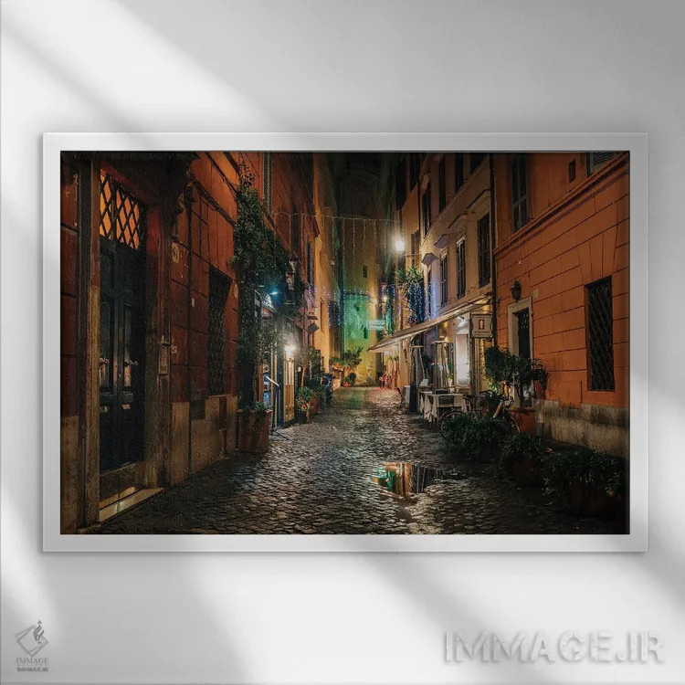 تابلو کوچه اسکاوولینو I (رم) اثر جان بیلوس - نمای قابدار سفید