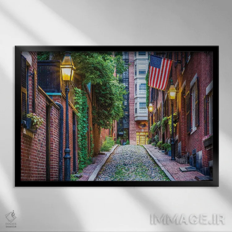 تابلو خیابان آکورن (بلوط) اثر جان بیلوس - نمای قابدار مشکی