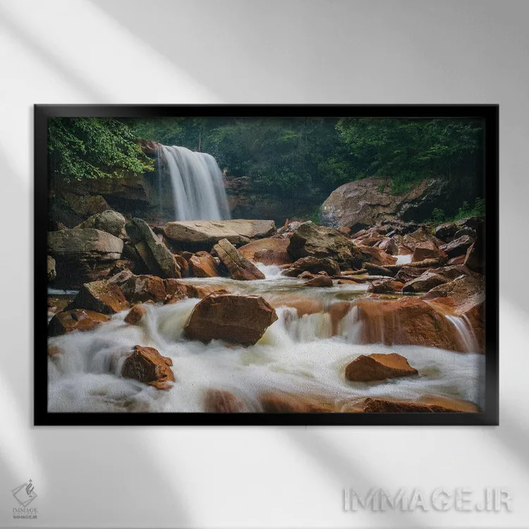 تابلو آبشار داگلاس اثر جان بیلوس - نمای قابدار مشکی