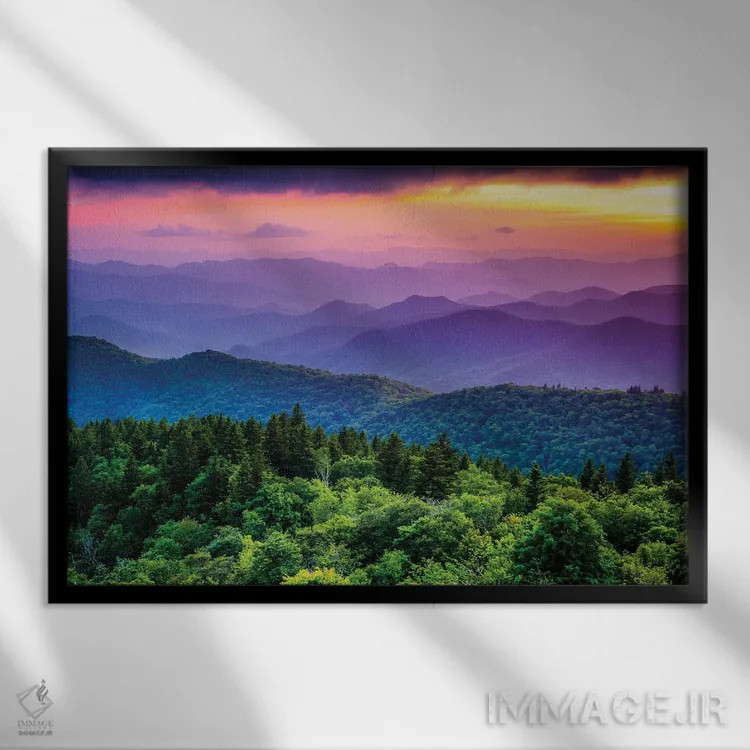 تابلو چشمانداز کوهستانهای کووی اثر جان بیلوس - نمای قابدار مشکی