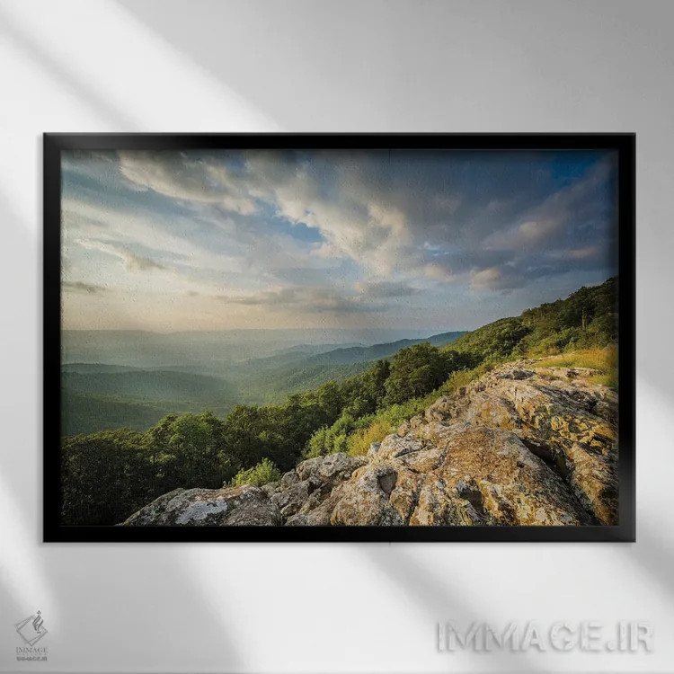 تابلو چشمانداز صخرههای فرانکلین اثر جان بیلوس - نمای قابدار مشکی